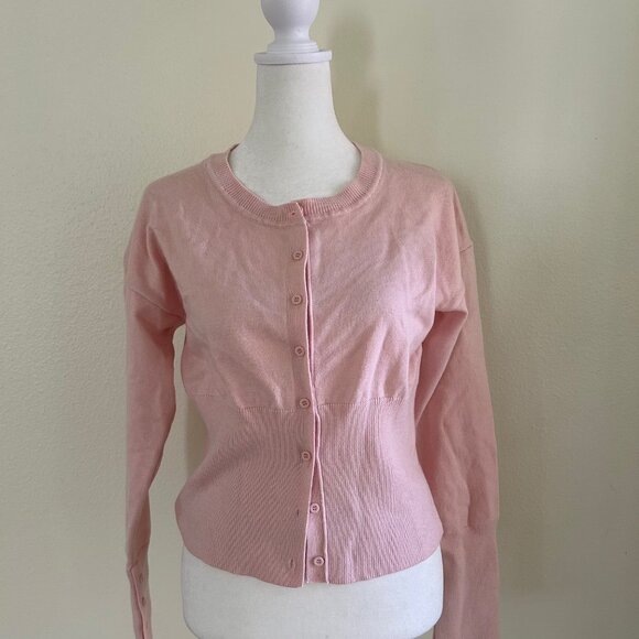 Cotton On Cardigan Women’s SZ M Pink Button Up Sweater Long Sleeve Button Cuff - Picture 1 of 12